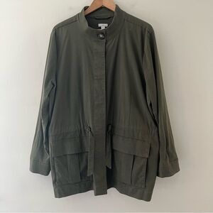 J Jill Utility Jacket Olive Army Green Cargo Pockets Size XL